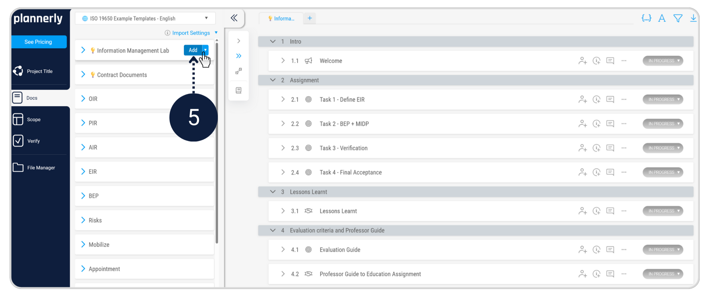 Task list in Plannerly
