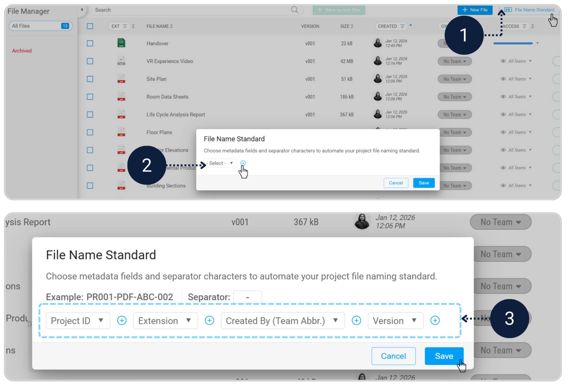 Naming Standard Settings