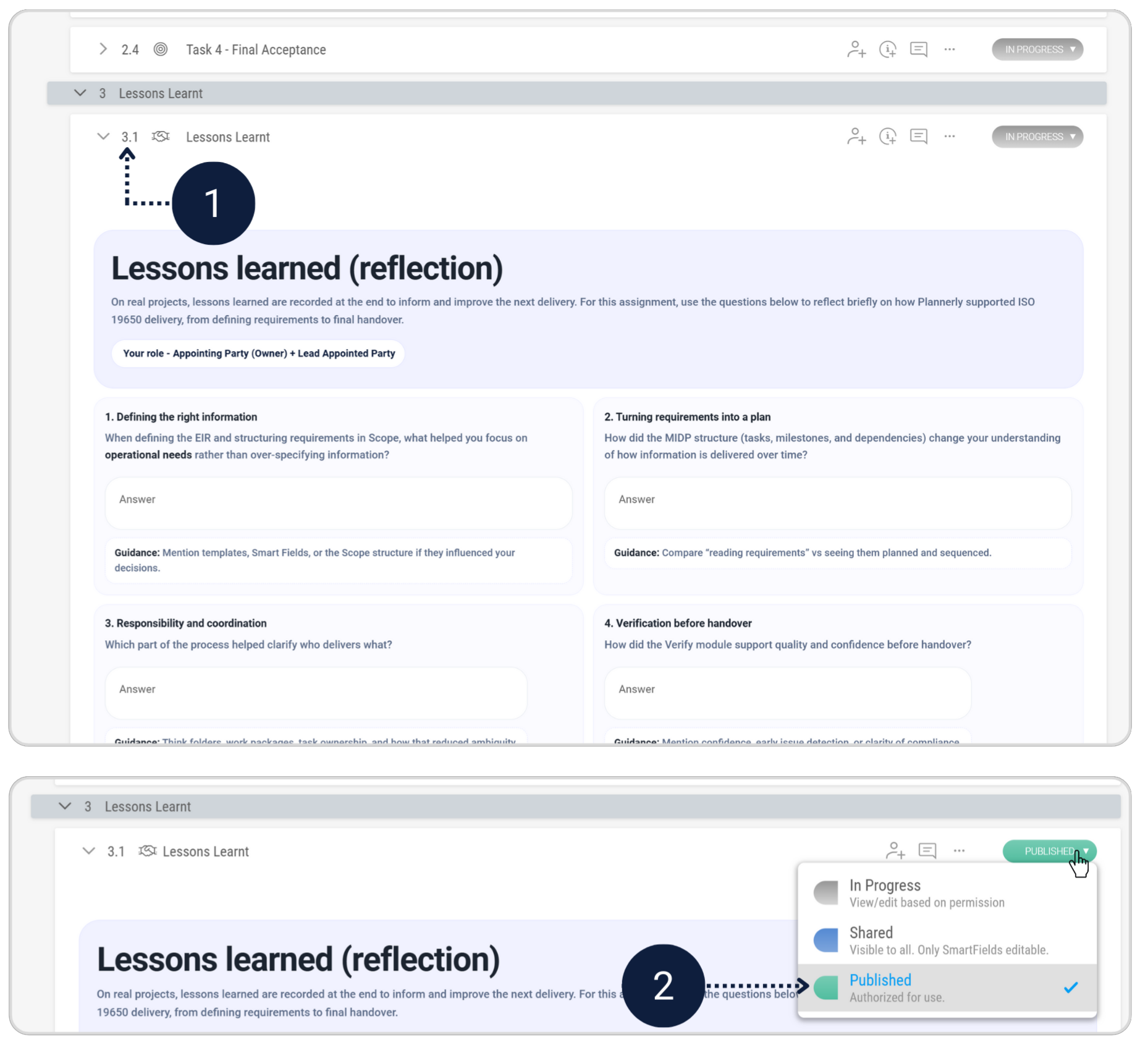 Lessons Learned Section